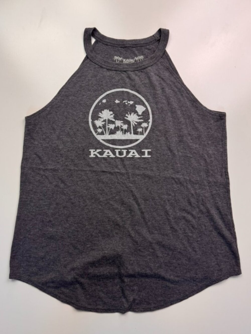 Kauai for Life High Neck Tank Top – Gray – Size Medium